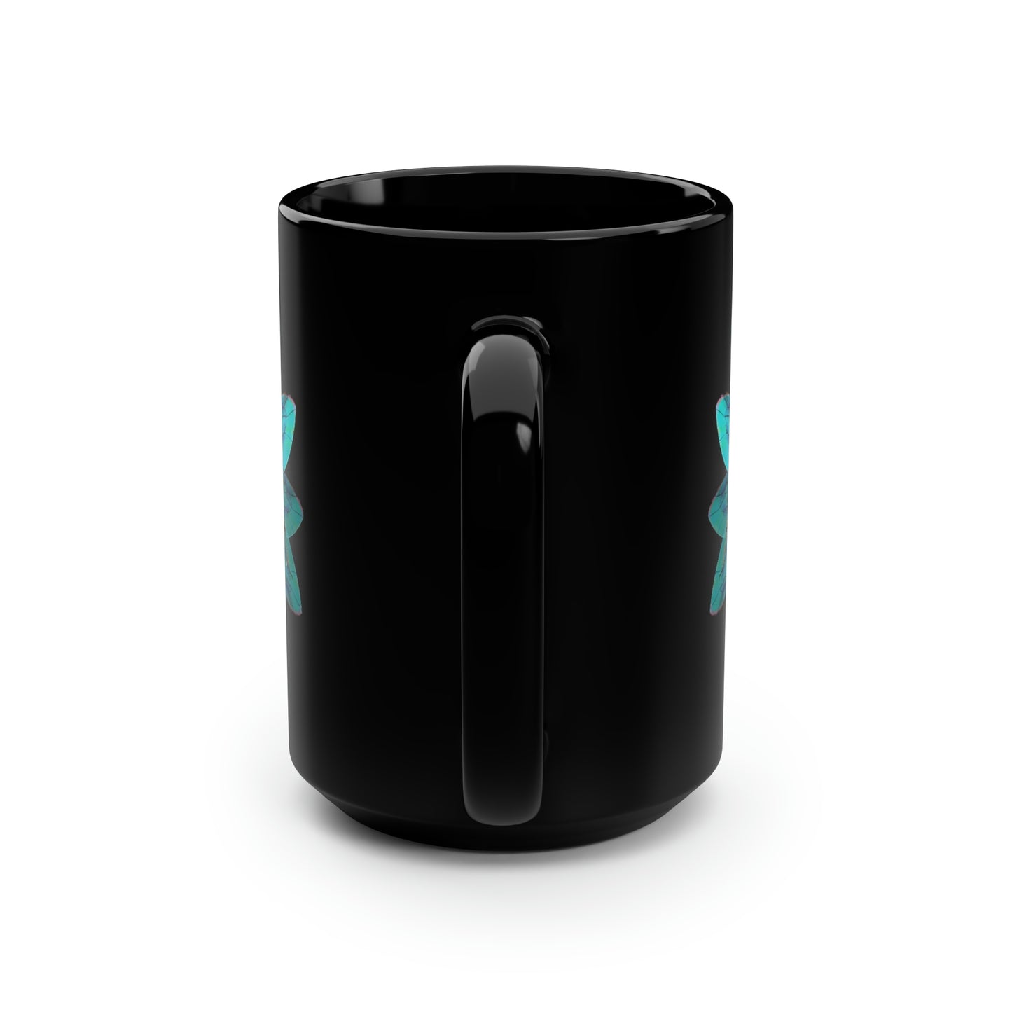 Bee in the Flower Black Mug, 15oz