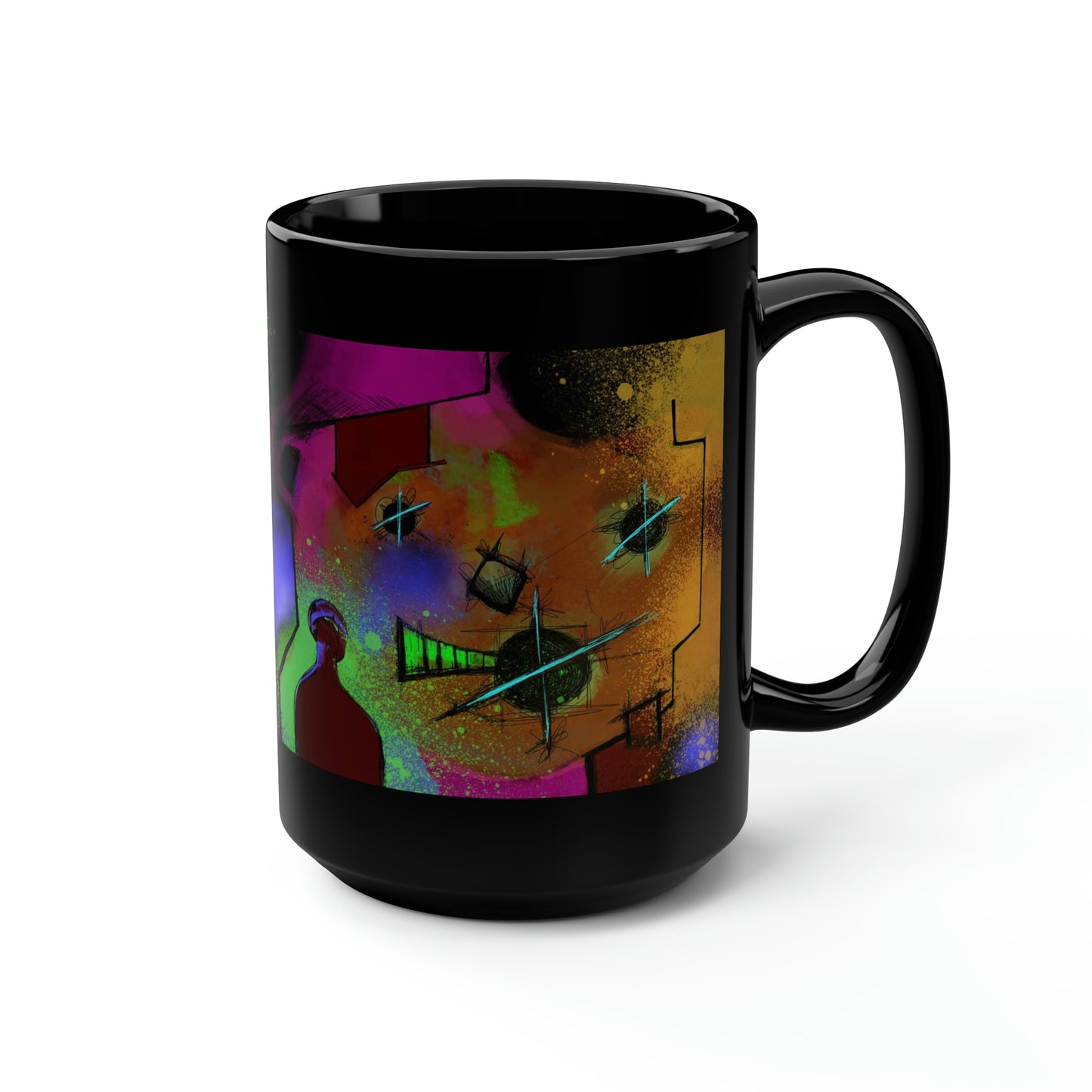 Bear Vista Black Mug, 15oz