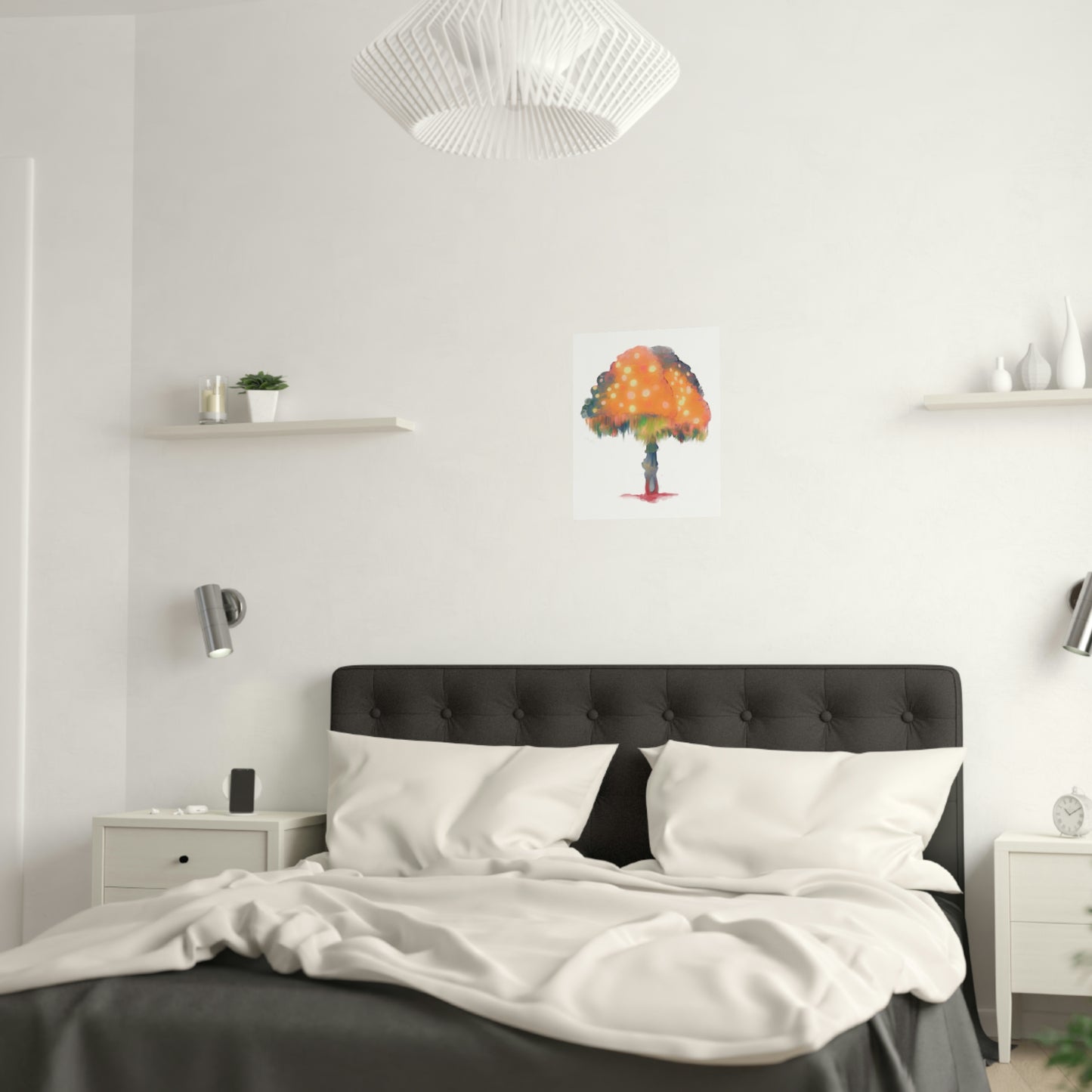 Orange Ghost Fungi Mushroom Satin Posters