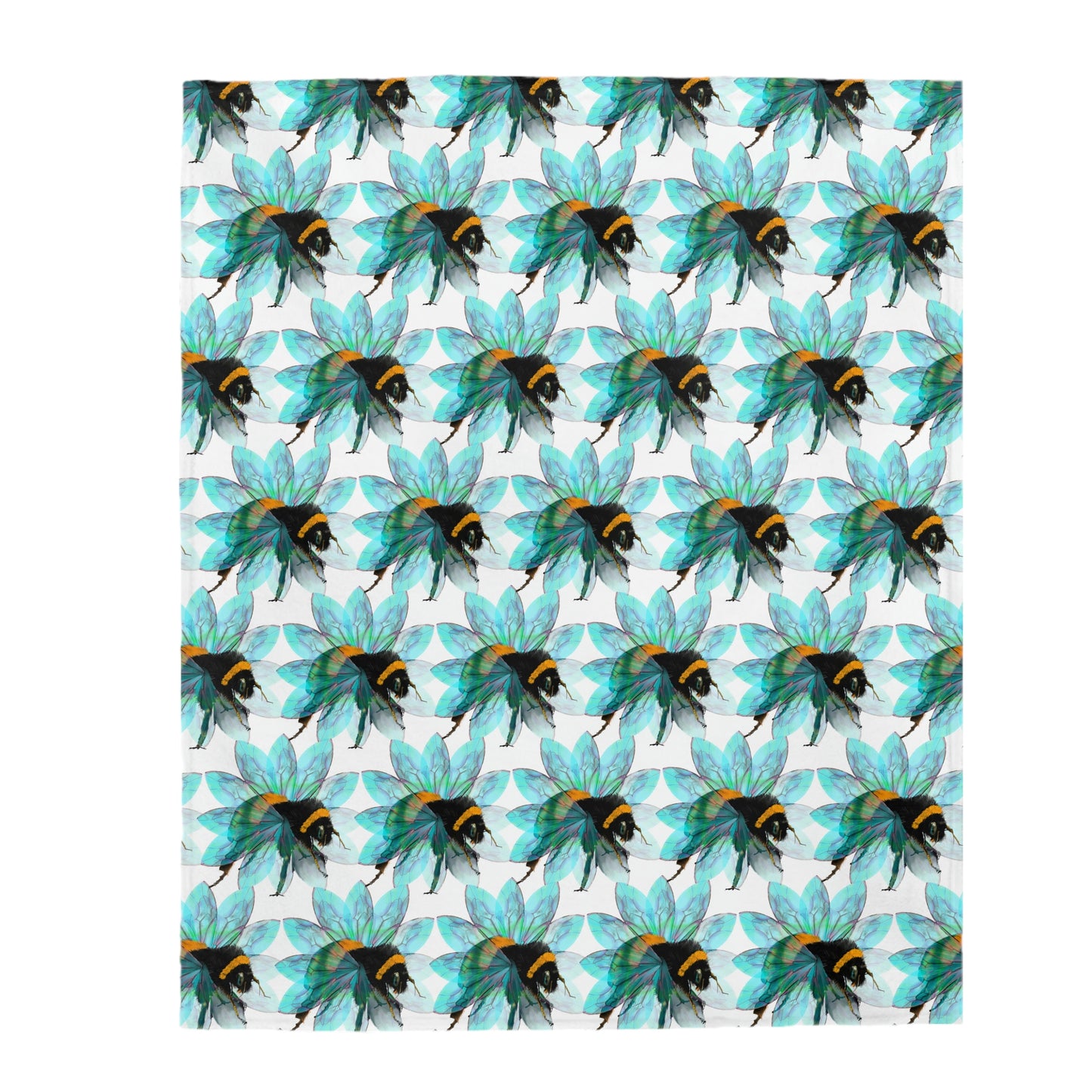 Bee in the Flower Velveteen Plush Blanket