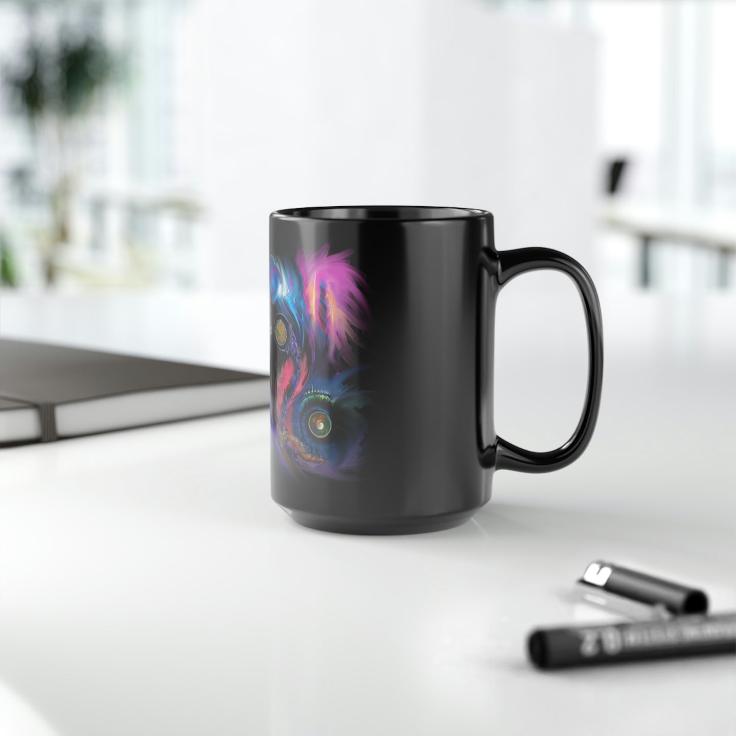 Deep In the Forest of Illusions Black Mug, 15oz