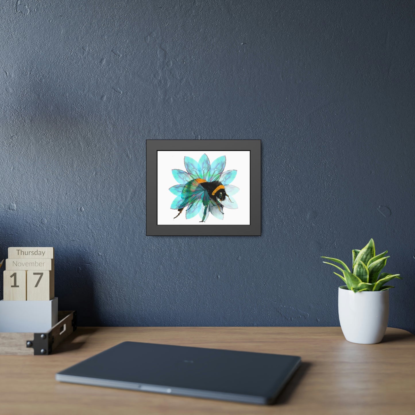 Bee in the Flower Framed Paper Poster