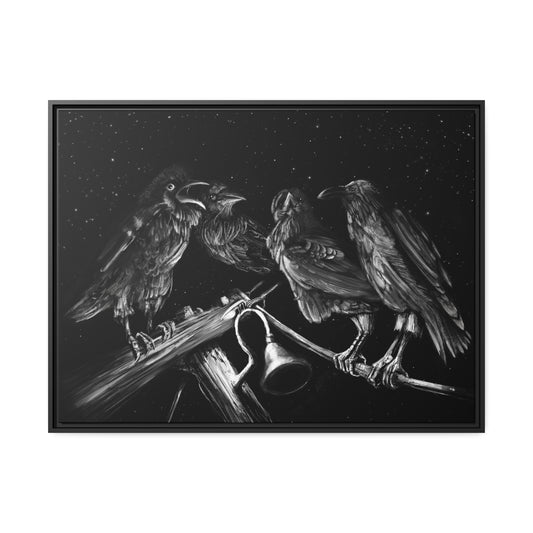 Ravens Muse at the Stars Matte Canvas, Black Frame