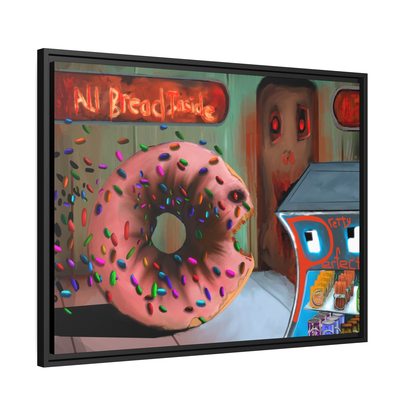 Baaad Donut! Matte Canvas, Black Frame