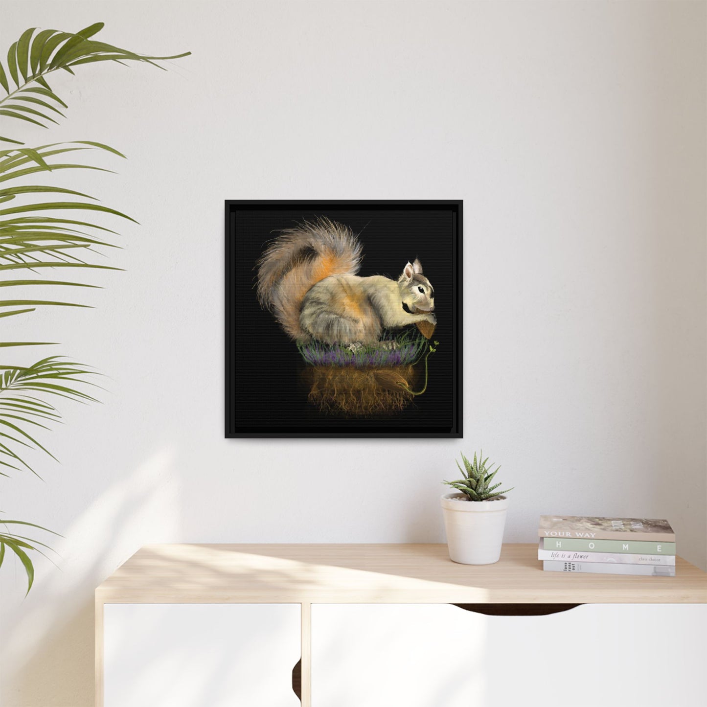 Fluffy Tree Planter Matte Canvas, Framed (Multi-color)