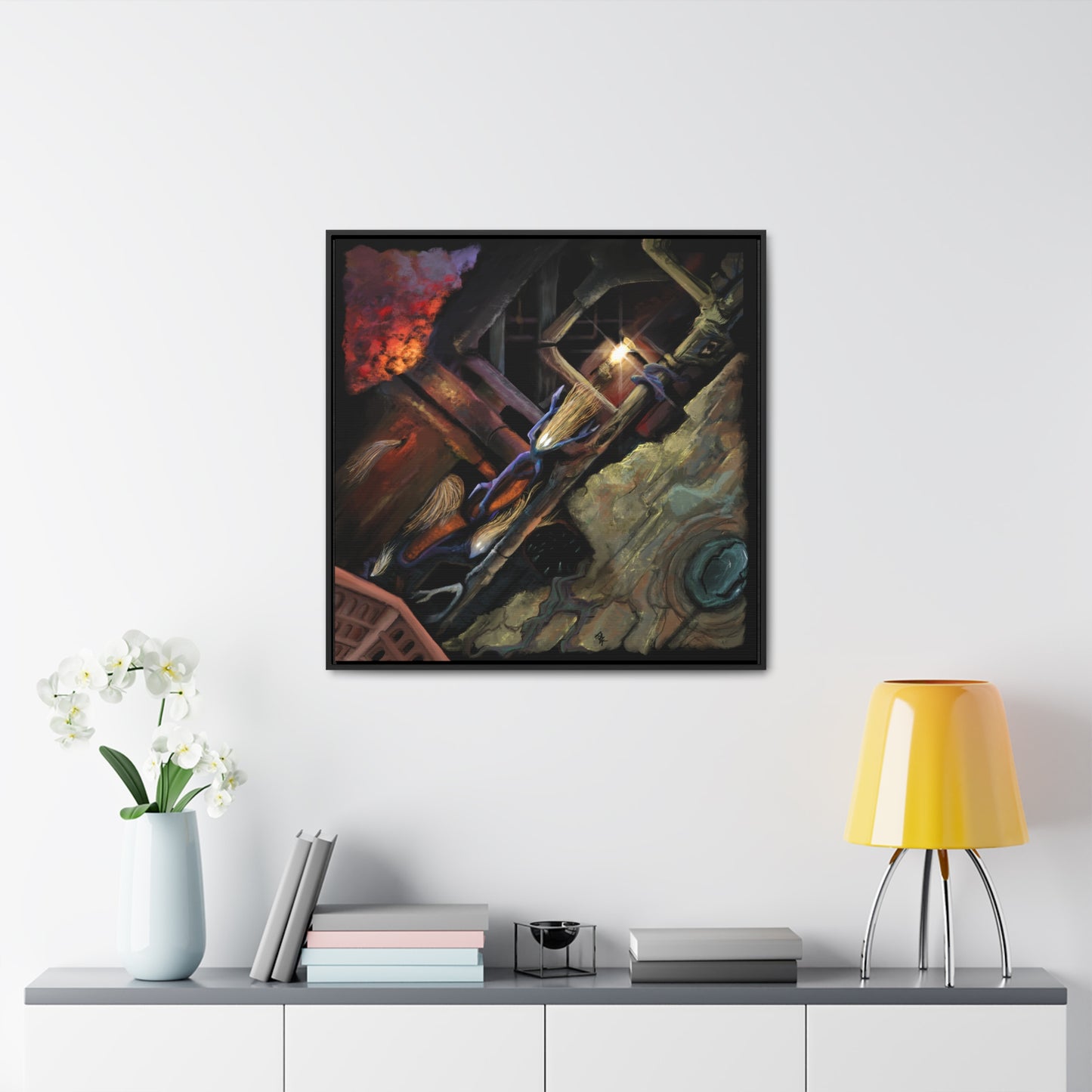 What Dwells in the Pipes Gallery Canvas Wrap in Square Frame