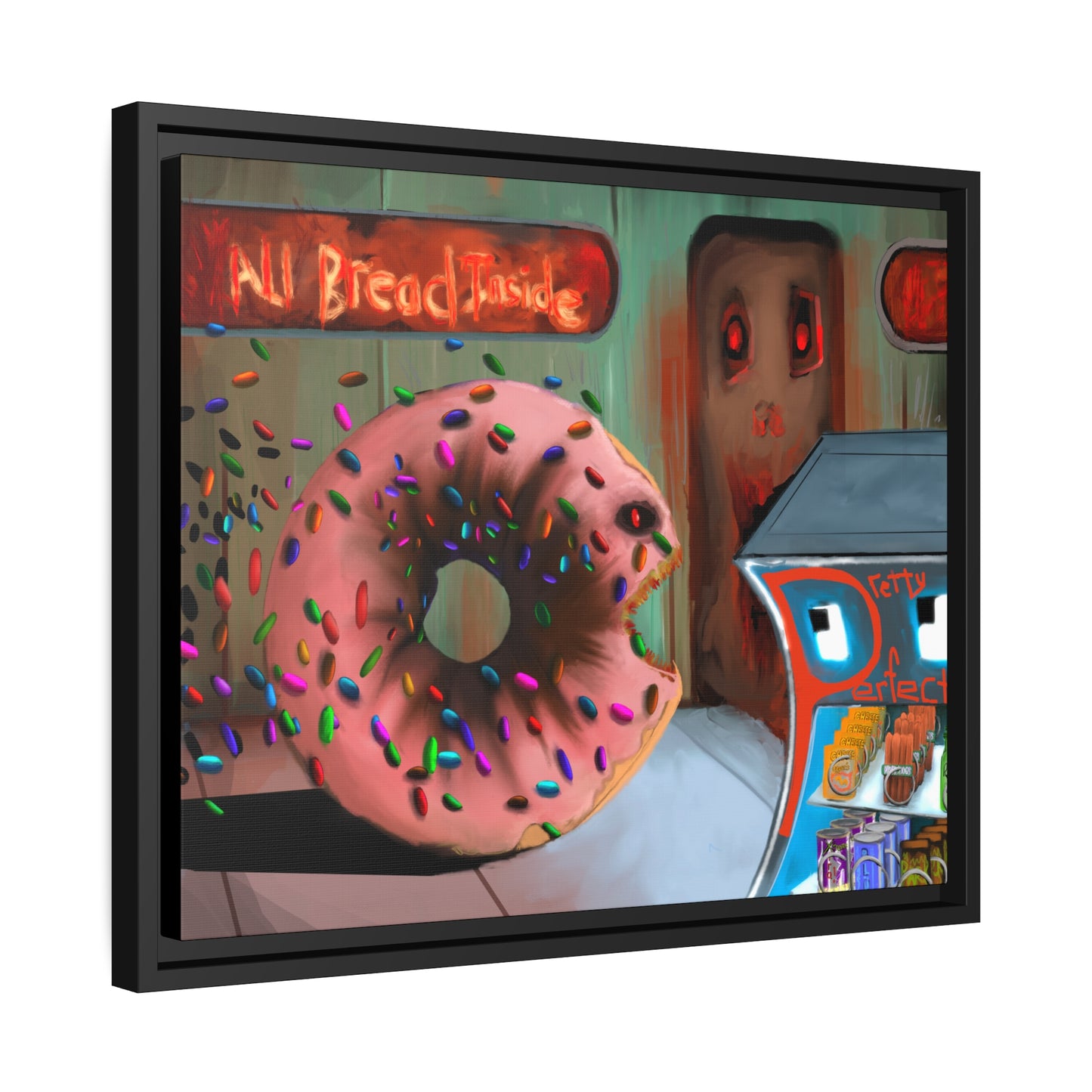 Baaad Donut! Matte Canvas, Black Frame