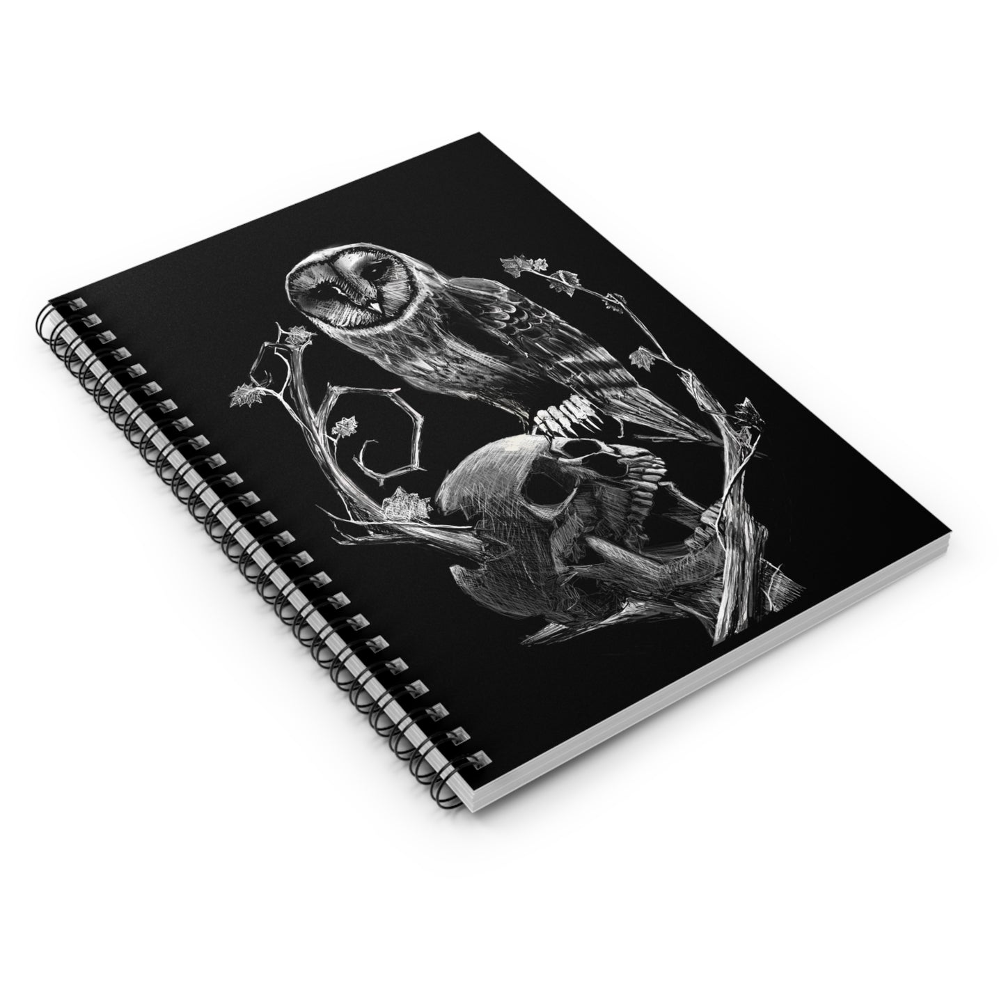 Skull and Owl Spiral Notebook - Ruled Line
