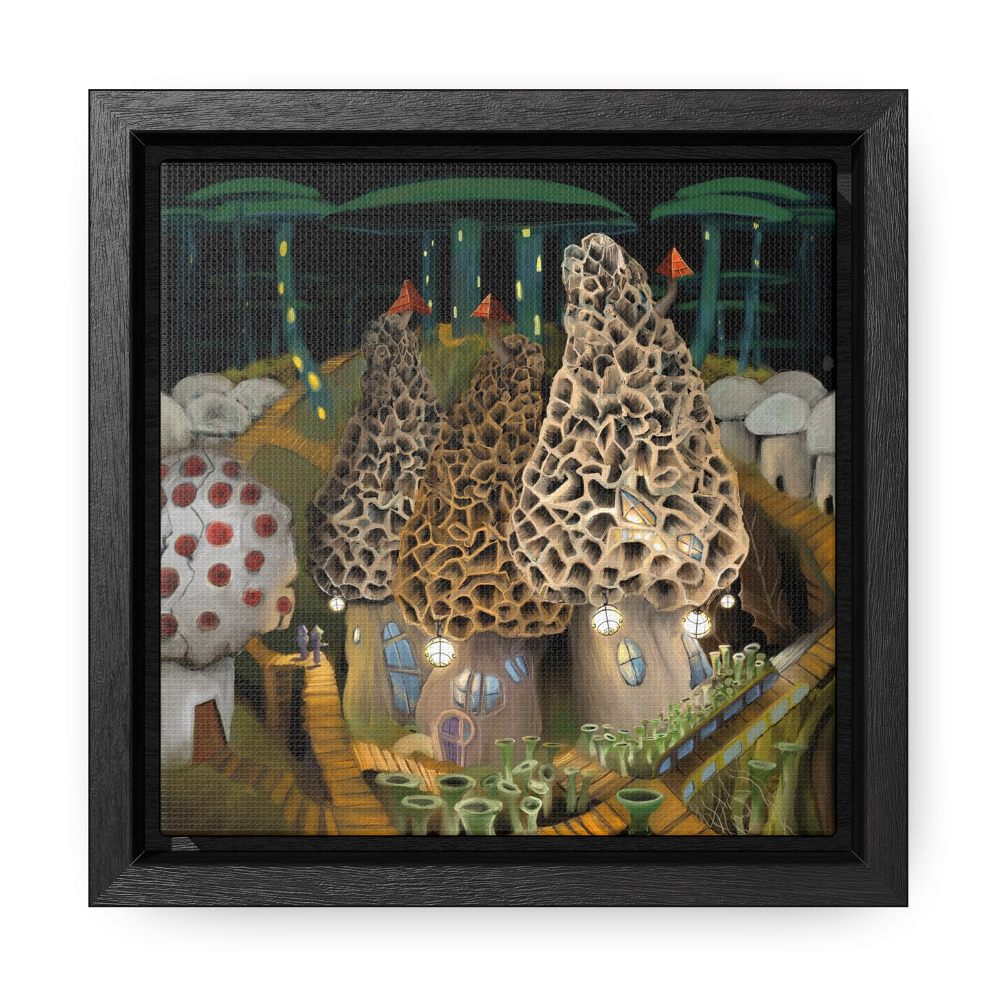 Mushroom City Outskirts Gallery Canvas Wrap, Square Frame