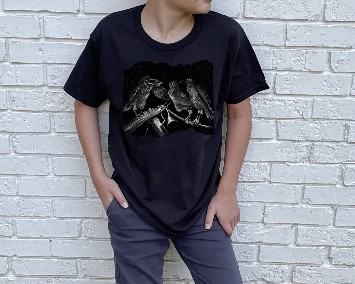 Ravens Muse at the Stars Youth Short Sleeve Tee