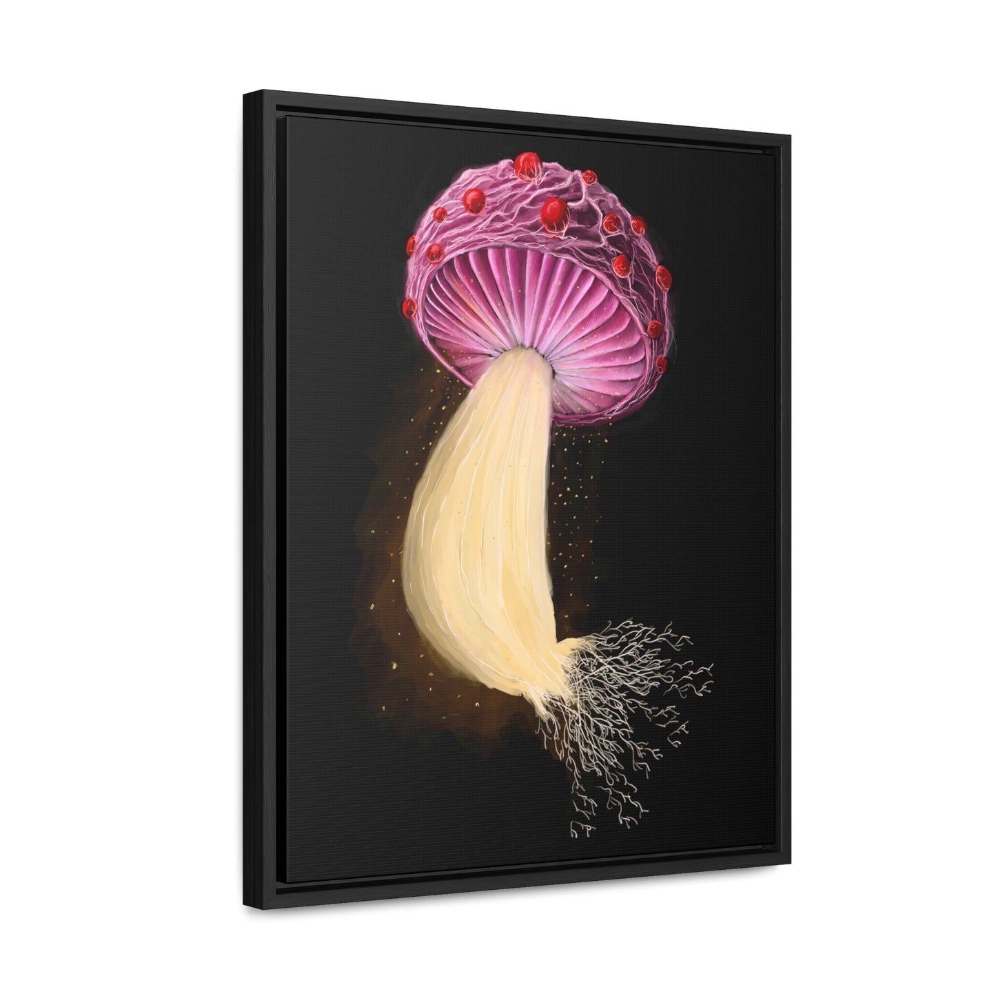 Mushroom with Spores Framed Gallery Canvas Wrap