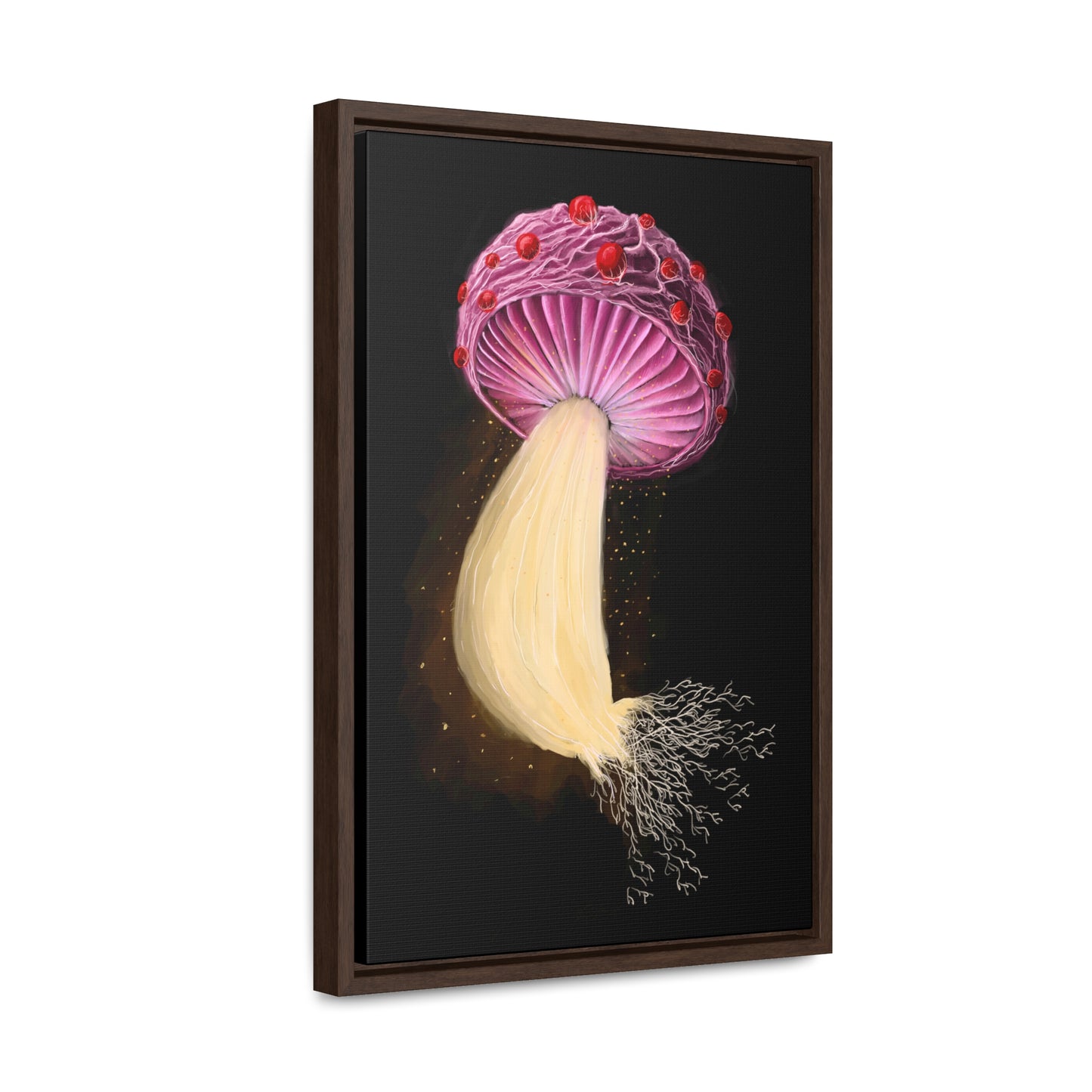 Mushroom with Spores Framed Gallery Canvas Wrap