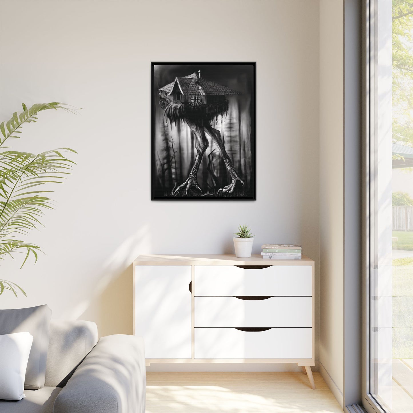 Baba Yagas Cabin Matte Canvas, Framed