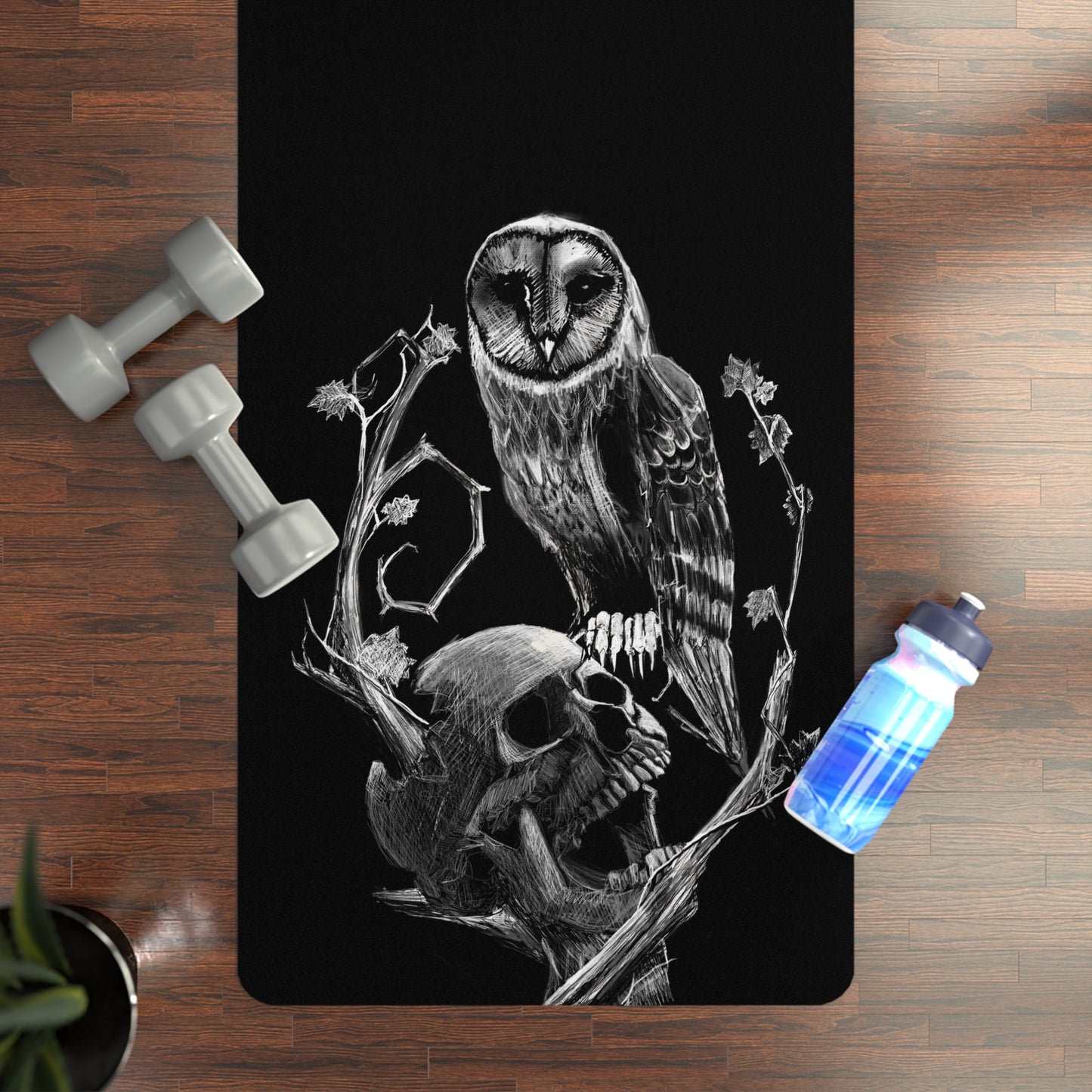Skull and Owl Rubber Yoga Mat