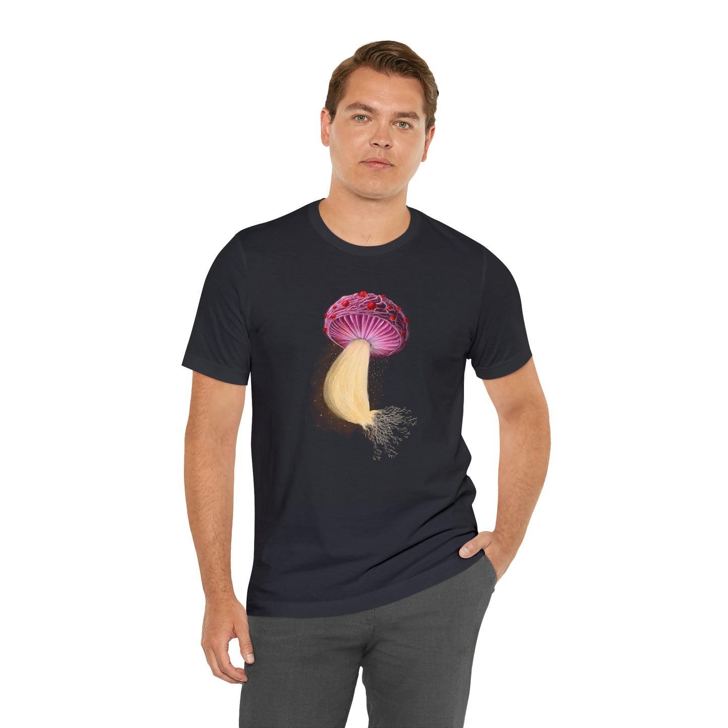 Mushroom with Spores Unisex Jersey Short Sleeve Tee