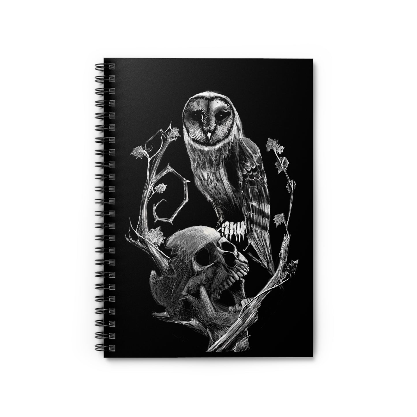 Skull and Owl Spiral Notebook - Ruled Line