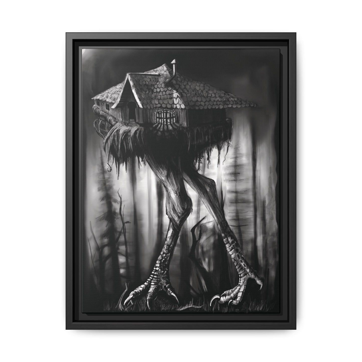 Baba Yagas Cabin Matte Canvas, Framed