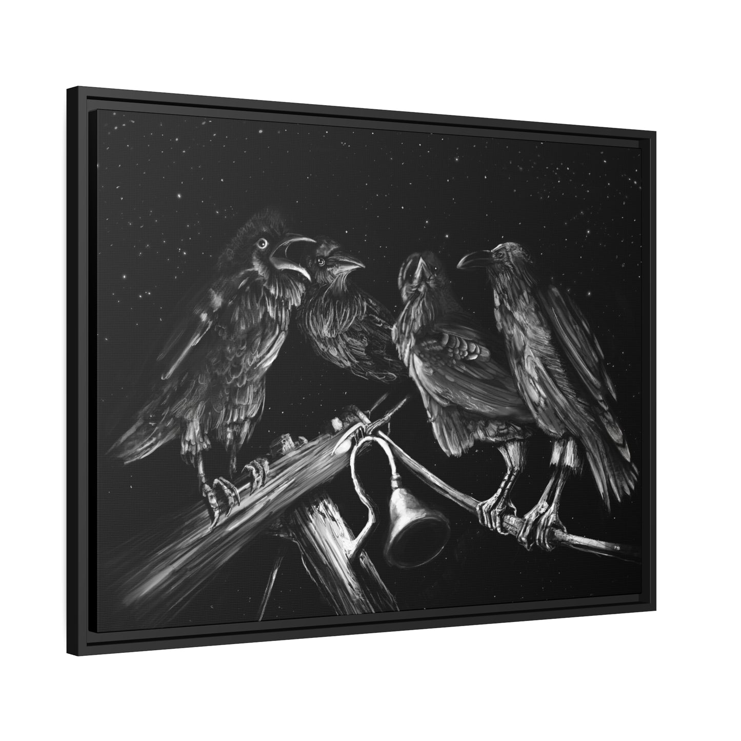 Ravens Muse at the Stars Matte Canvas, Black Frame