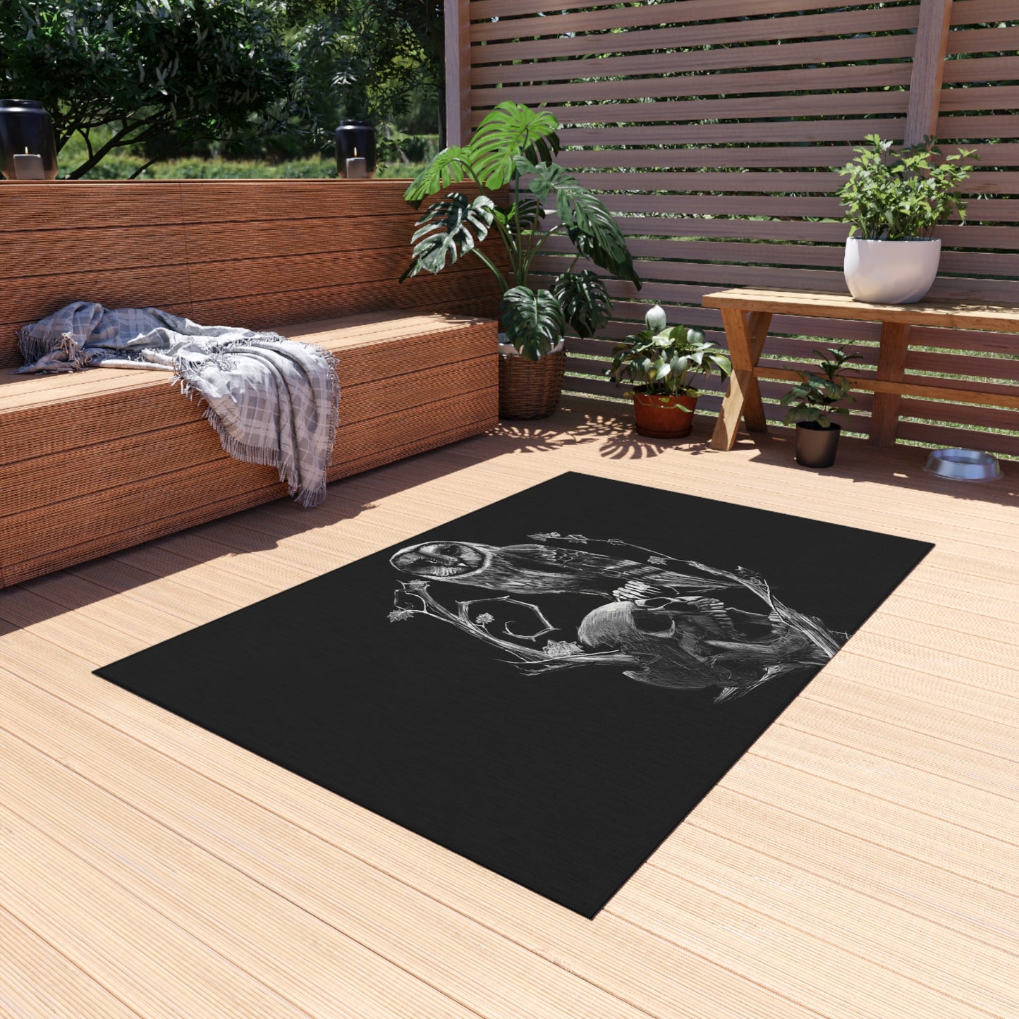 Skull and Owl Outdoor Rug