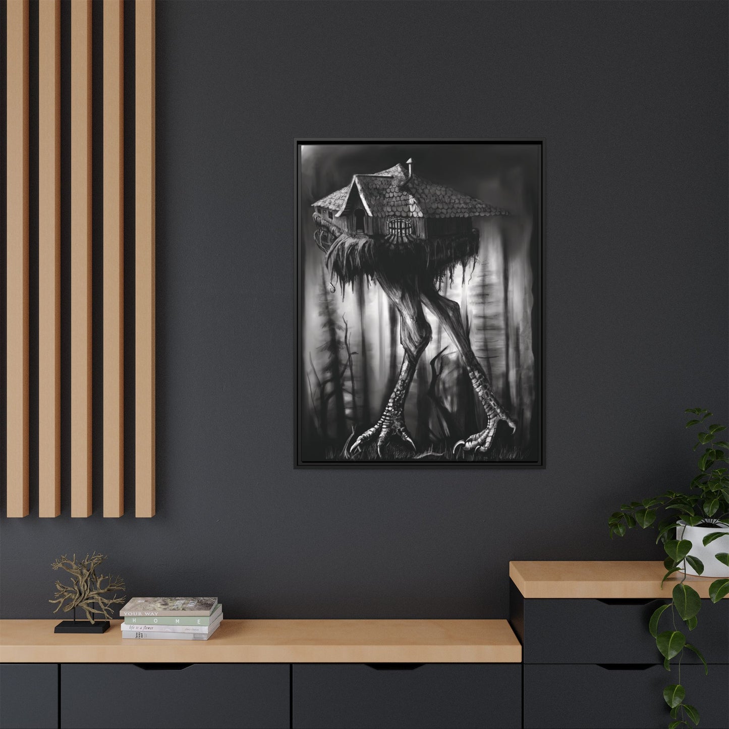 Baba Yagas Cabin Matte Canvas, Framed