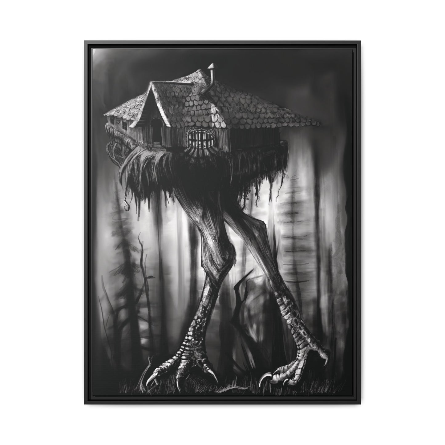 Baba Yagas Cabin Matte Canvas, Framed