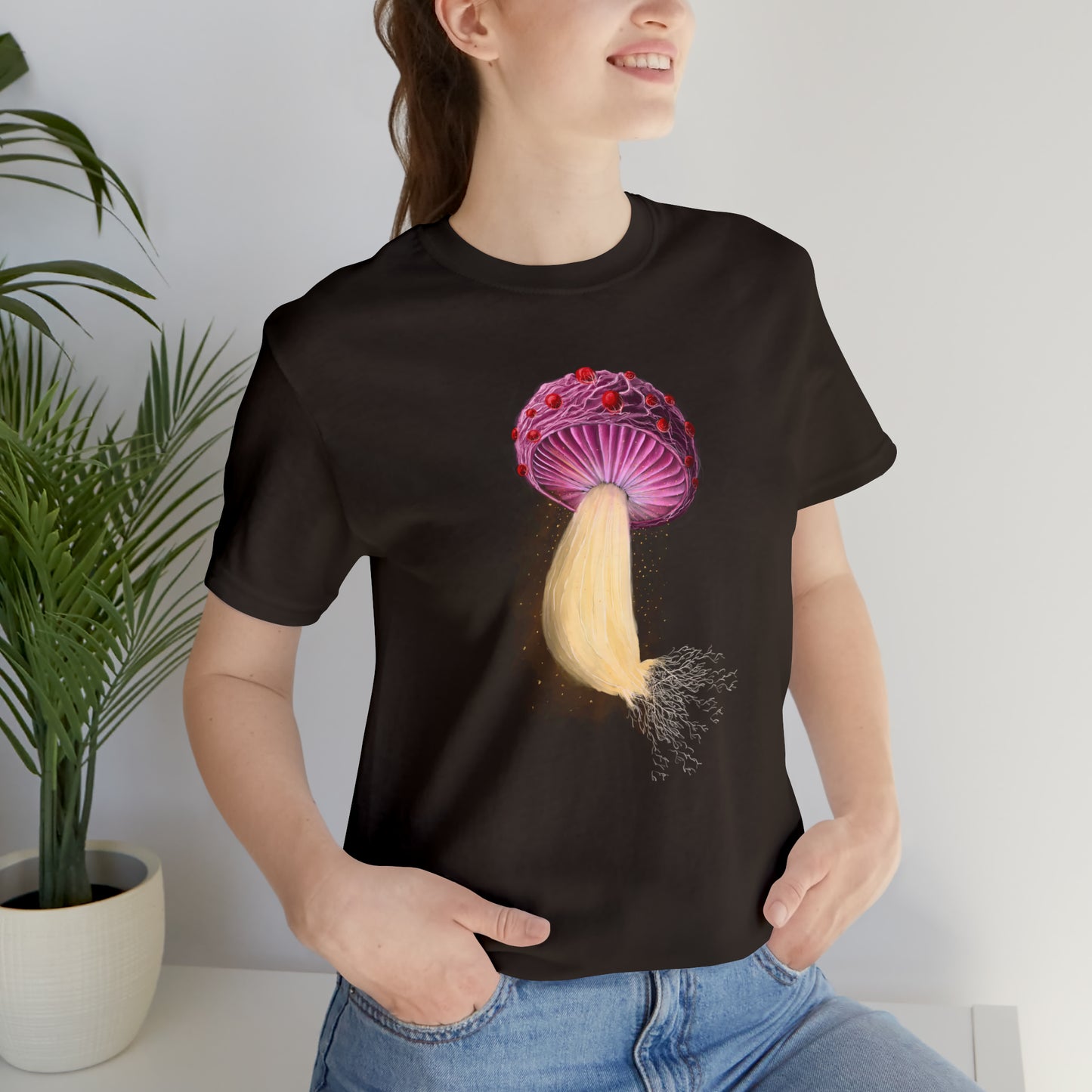 Mushroom with Spores Unisex Jersey Short Sleeve Tee