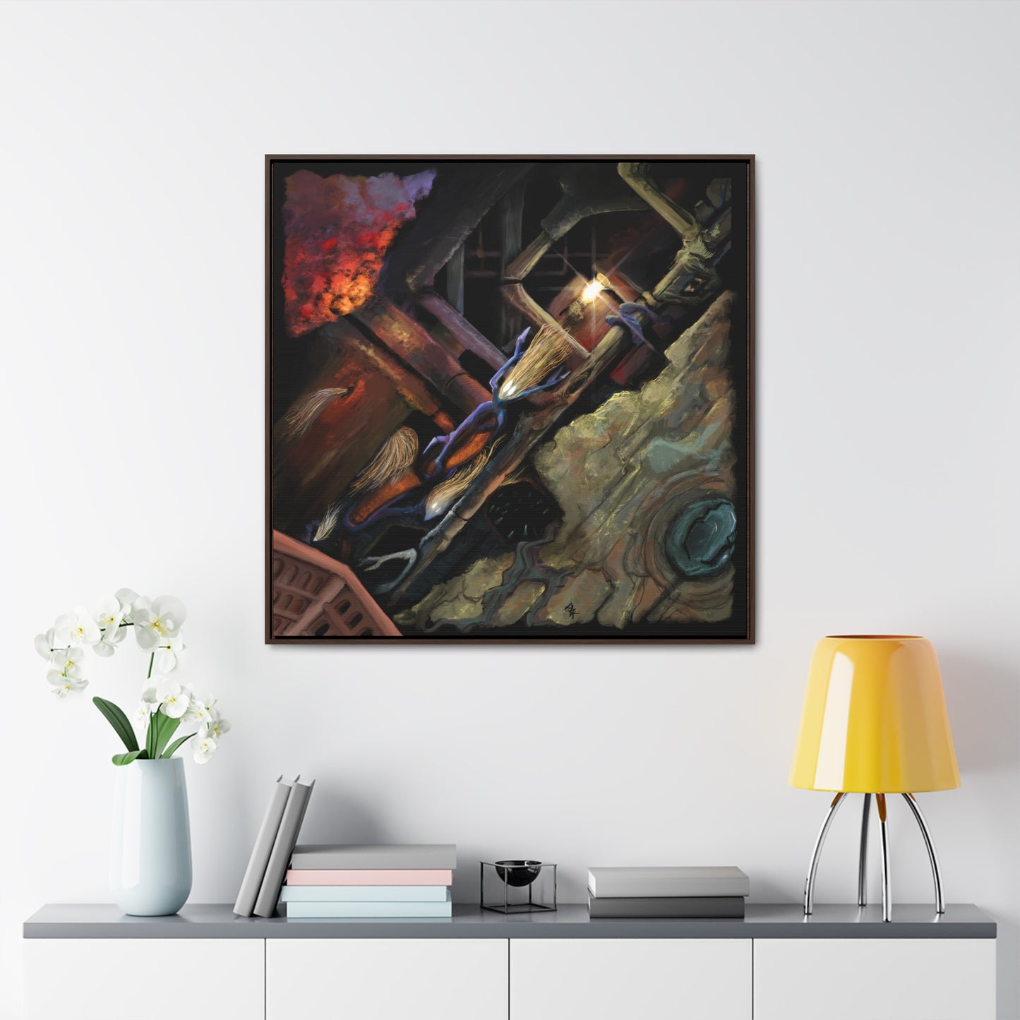 What Dwells in the Pipes Gallery Canvas Wrap in Square Frame