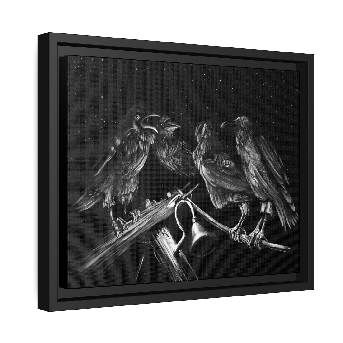 Ravens Muse at the Stars Matte Canvas, Black Frame