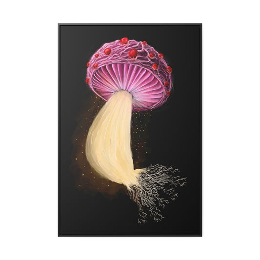 Mushroom with Spores Framed Gallery Canvas Wrap