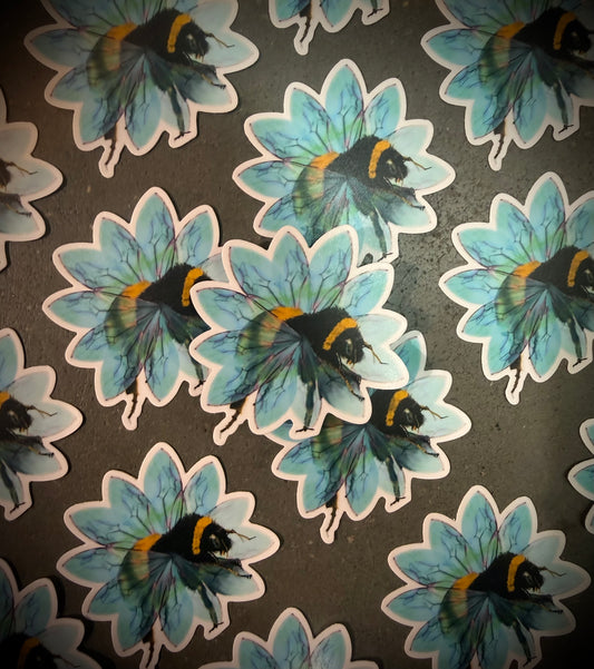 Bee in the Flower Vinyl Sticker