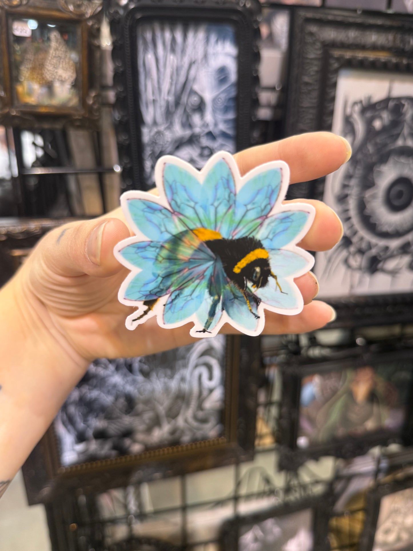 Bee in the Flower Vinyl Sticker