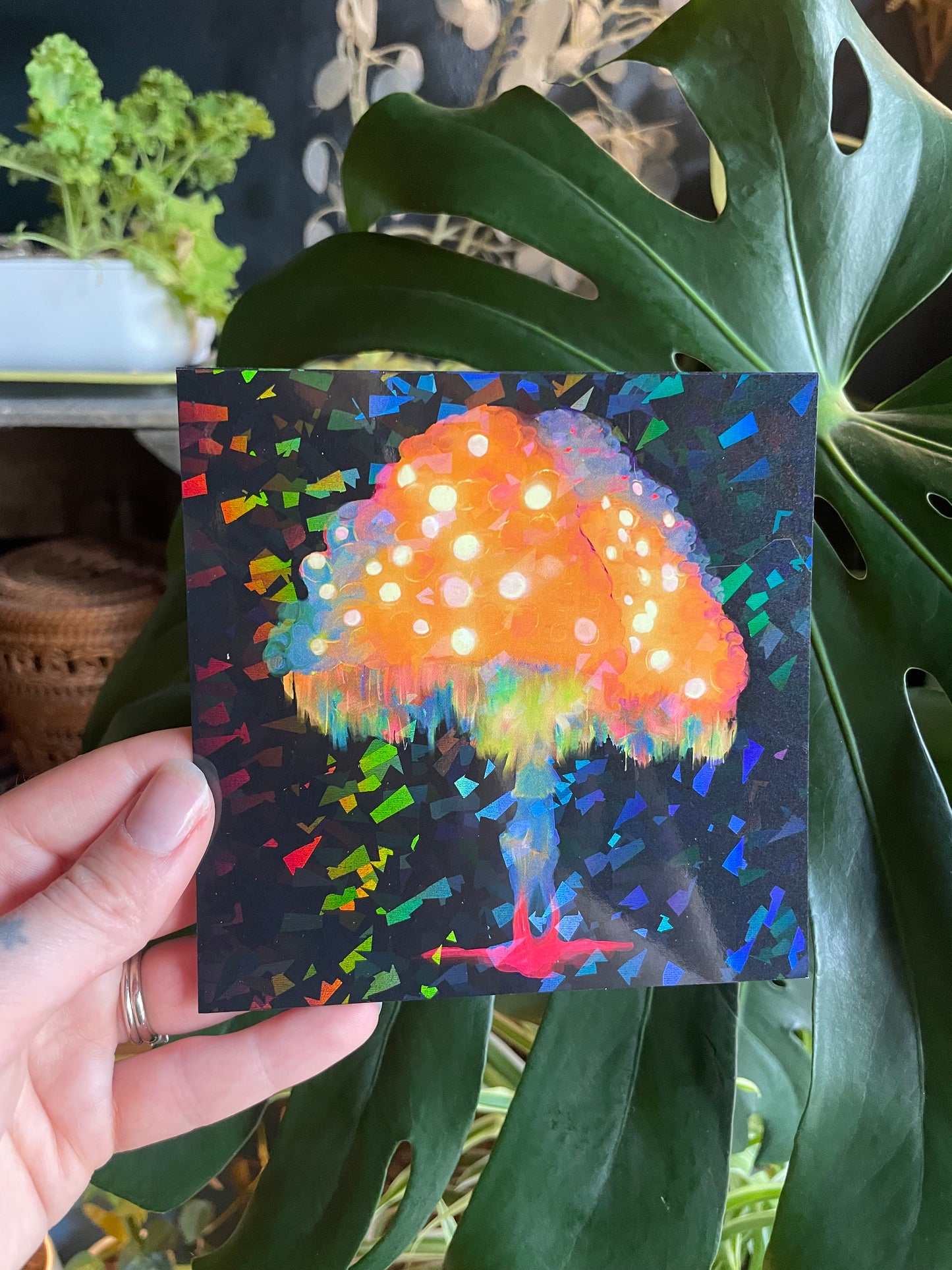 5x5 Holographic Ghost Fungi Mushroom Prints