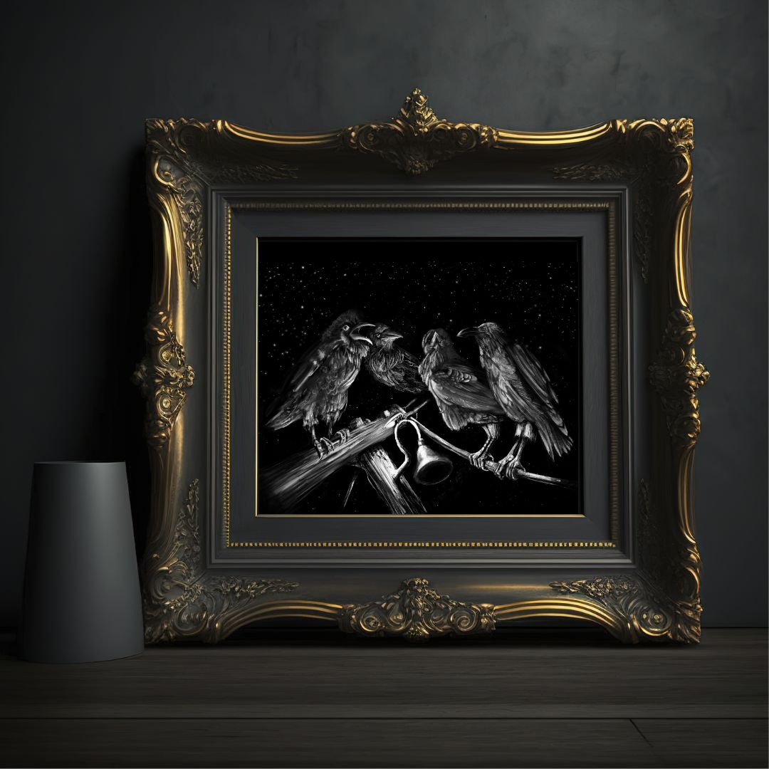 Ravens Muse at the Stars Art Print