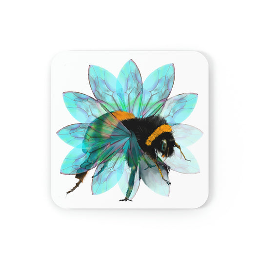 Bee in the Flower Cork Back Coaster