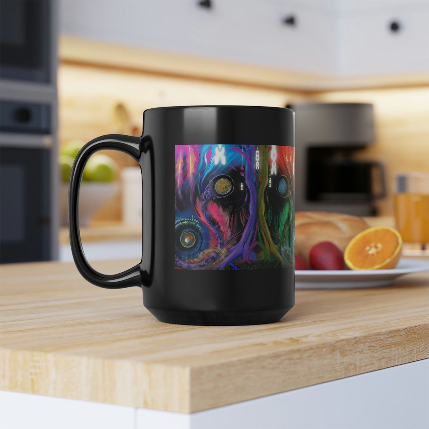 Deep In The Forest of Illusions Black Mug, 15oz