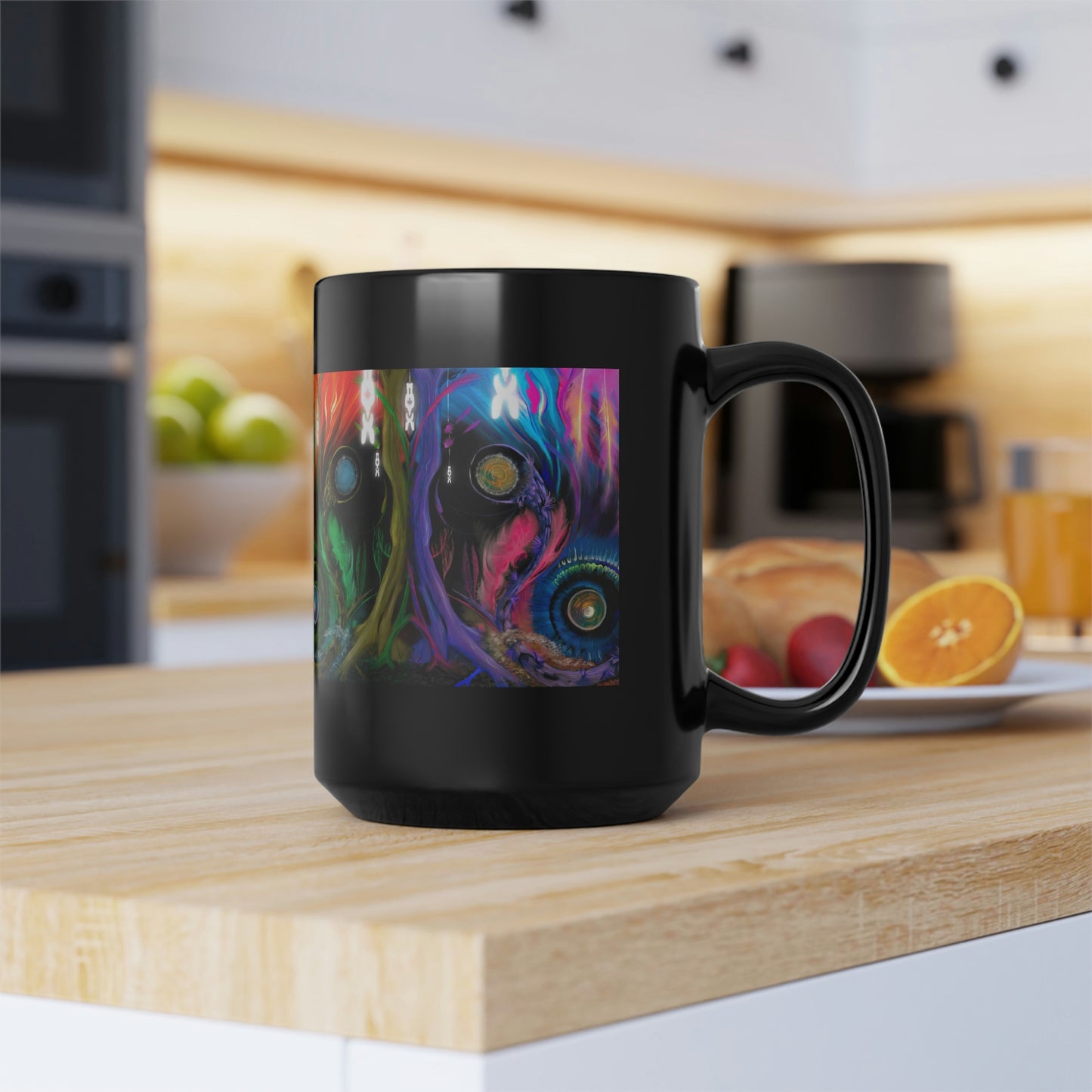 Deep In The Forest of Illusions Black Mug, 15oz