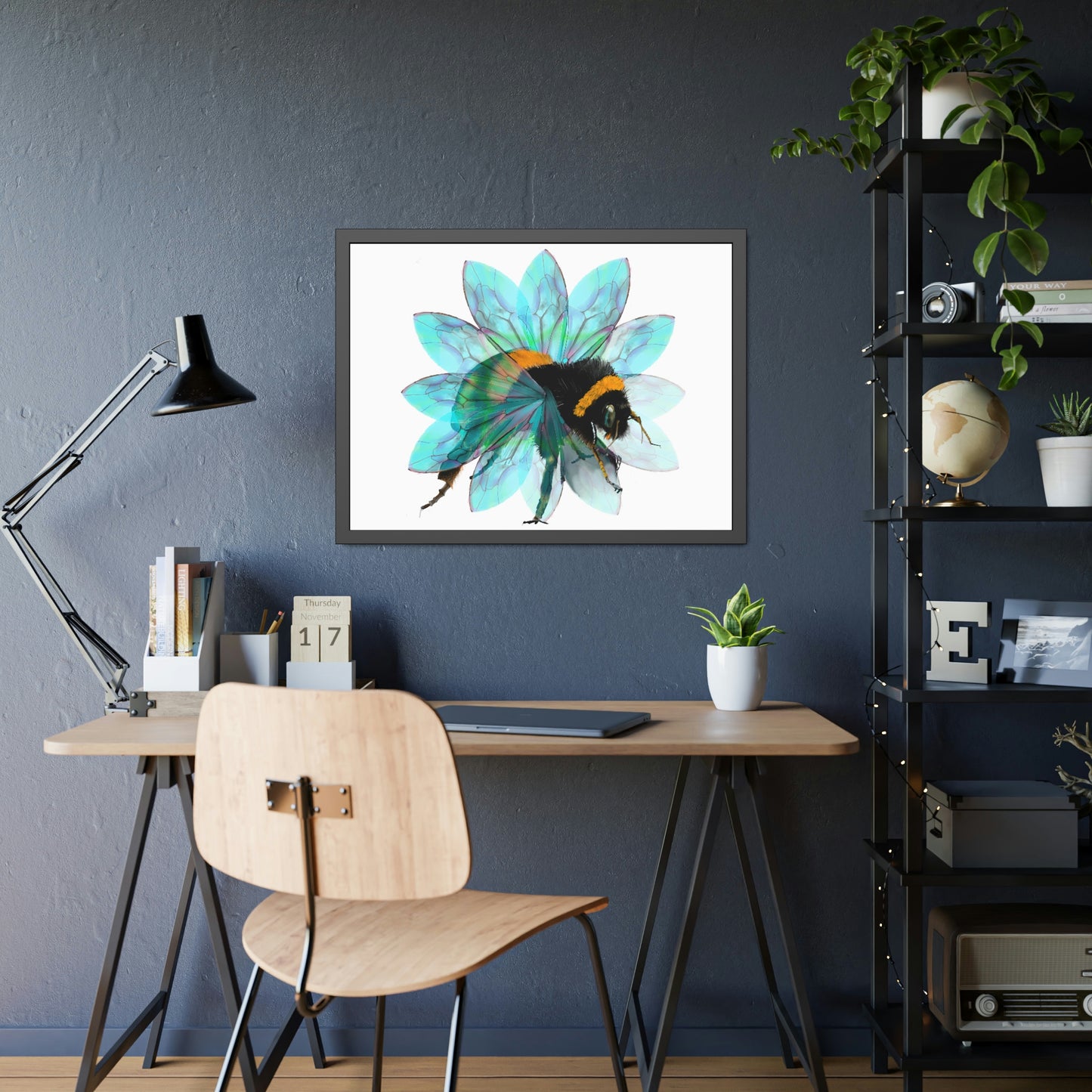 Bee in the Flower Framed Paper Poster