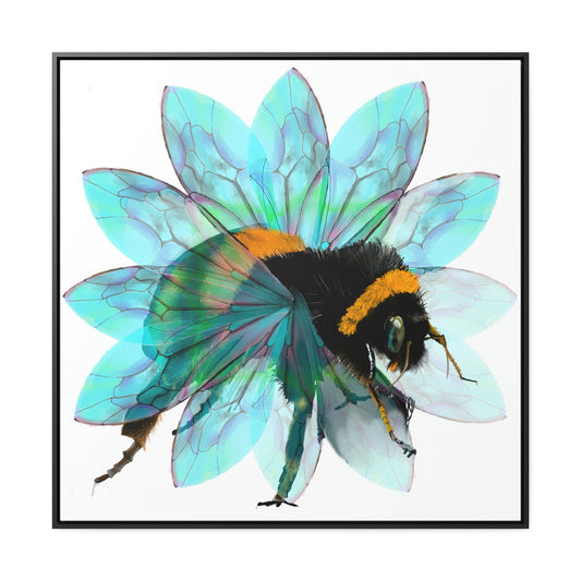 Bee in the Flower Gallery Canvas Wraps, Square Frame