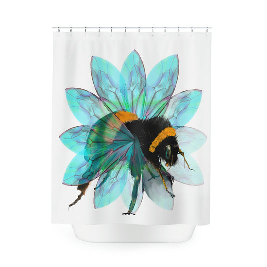 Bee in the Flower Polyester Shower Curtain