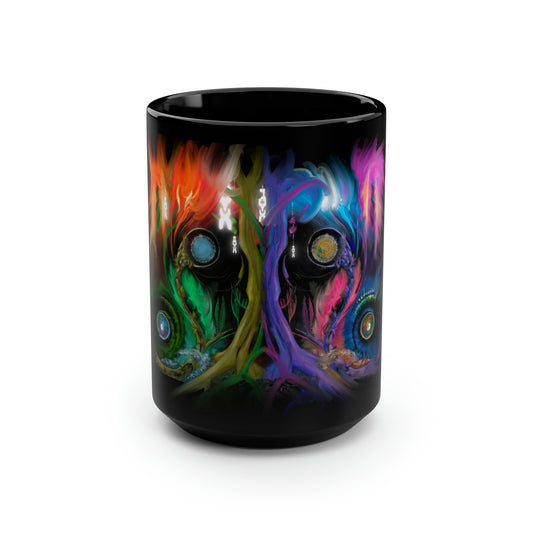Deep In the Forest of Illusions Black Mug, 15oz