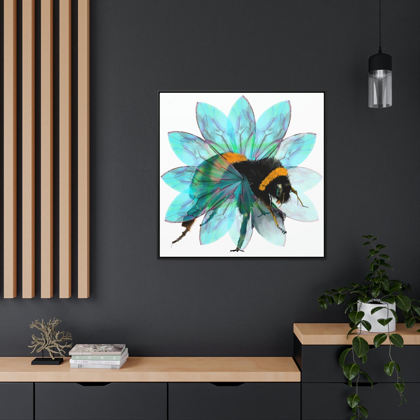 Bee in the Flower Gallery Canvas Wraps, Square Frame