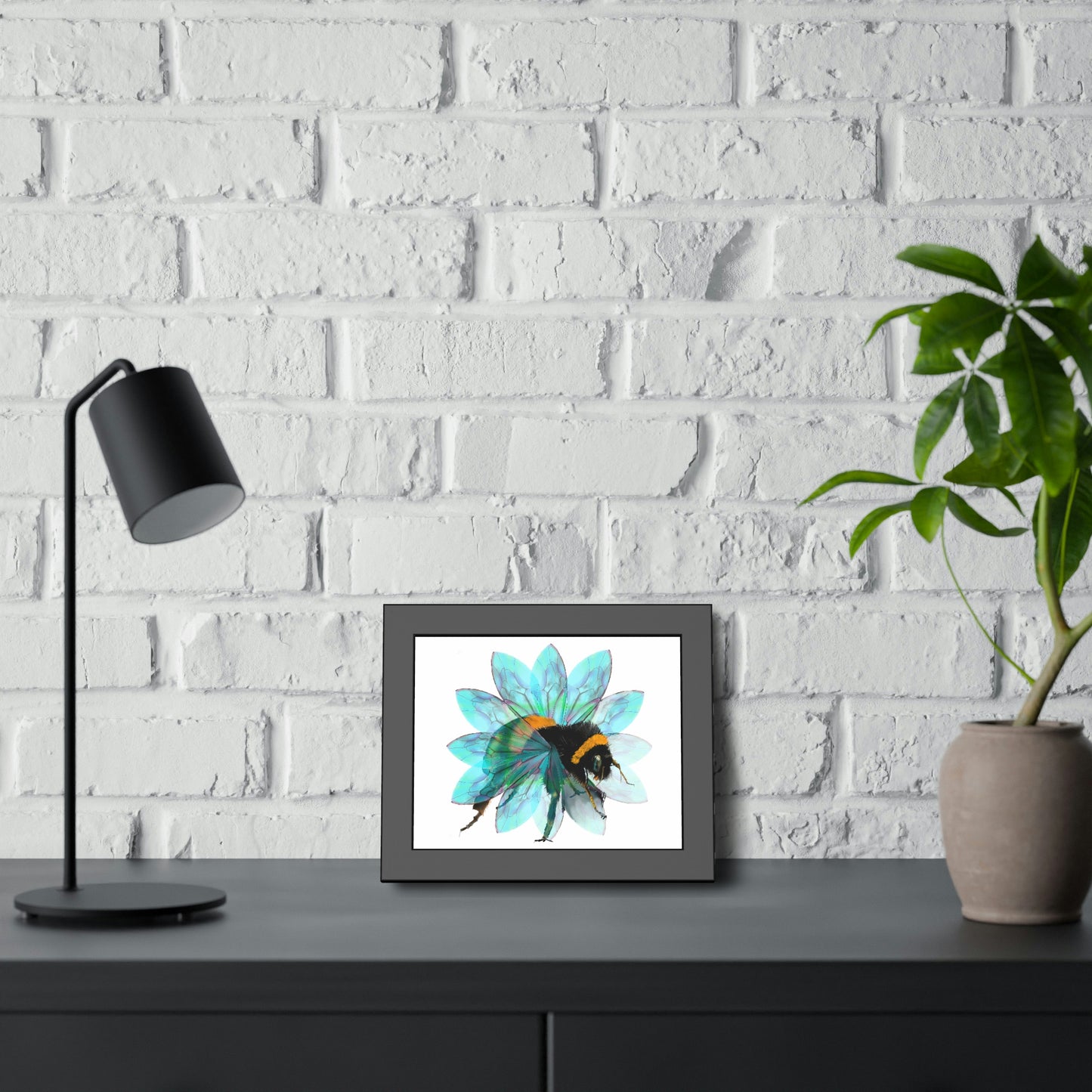 Bee in the Flower Framed Paper Poster